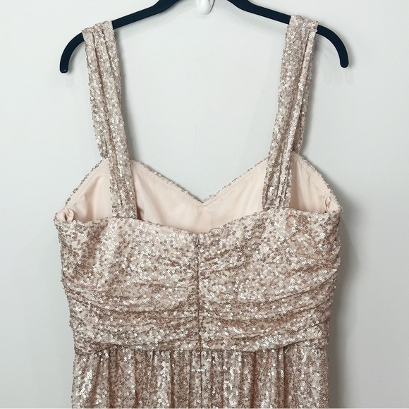 AMSALE Gold Sequin Gown Dress Bridesmaid Evening Wedding Prom - Picture 3 of 6